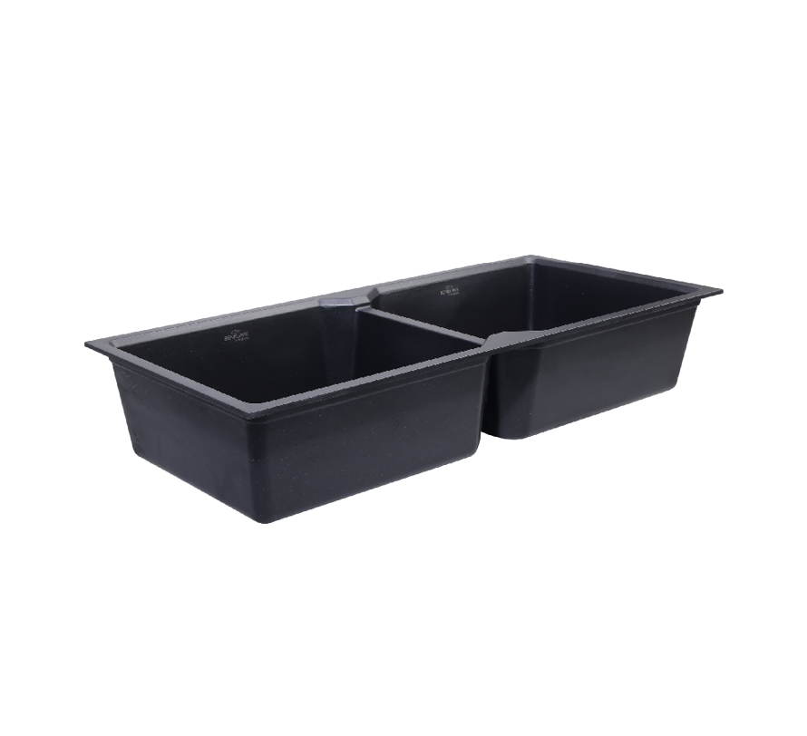 Double Bowl Quartz Kitchen Sink 45*20 - Black