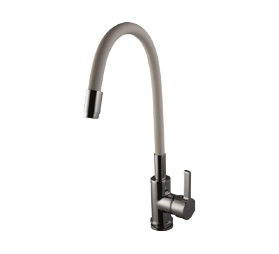Single Lever Sink Mixer With Flexible Spout (White)