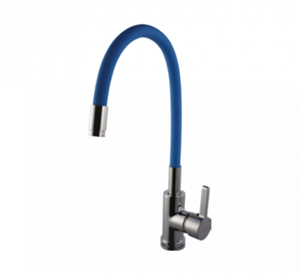 Brass Single Lever Sink Mixer With Flexible Spout (Blue)