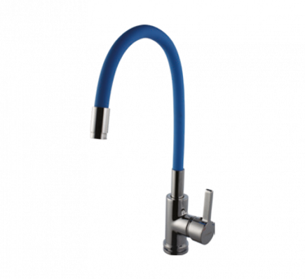 Brass Single Lever Sink Mixer With Flexible Spout (Blue)