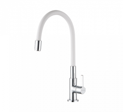 Sink Cock With Flexible Spout (White)