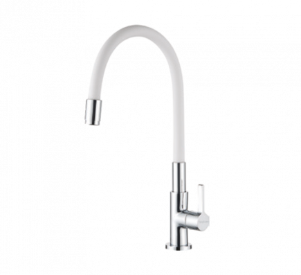 Sink Cock With Flexible Spout (White)