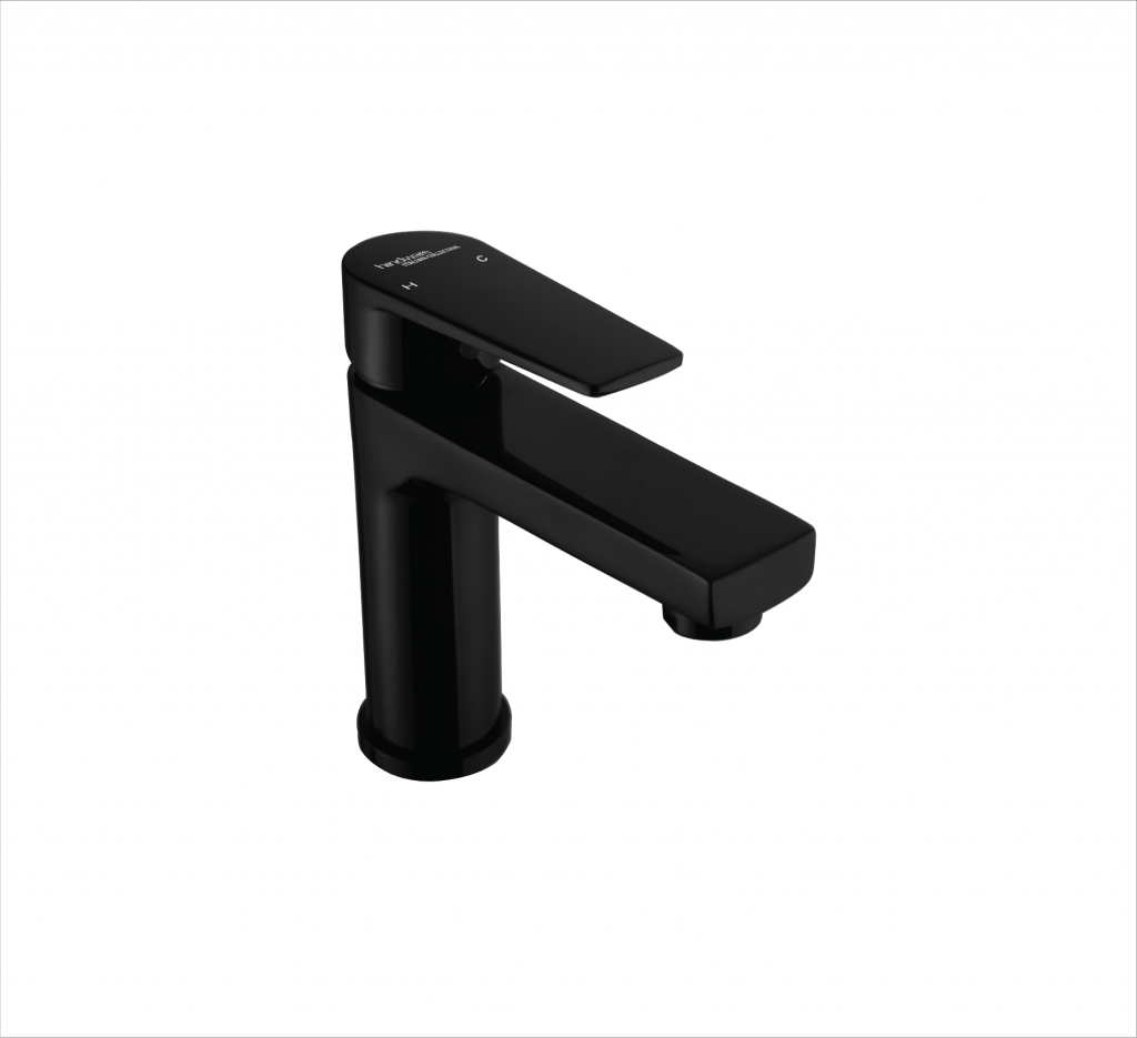 SINGLE LEVER BASIN MIXER TAP W/O POPUP WASTE IN CHROME BLACK 64426 ...