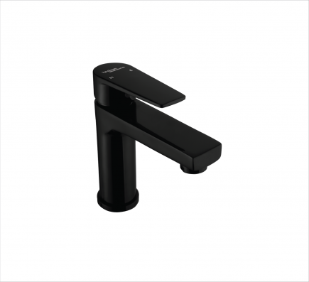 SINGLE LEVER BASIN MIXER TAP W/O POPUP WASTE IN CHROME BLACK