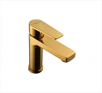 SINGLE LEVER BASIN MIXER W/O POPUP WASTE IN GOLD PLATED