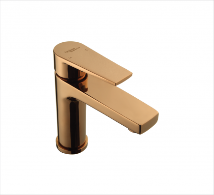 SINGLE LEVER BASIN MIXER TAP W/O POPUP WASTE IN ROSE GOLD