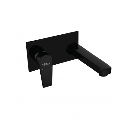 EXPOSED PART KIT OF SINGLE LEVER BASIN MIXER WALL MOUNTED CONSISTING OF OPERATING LEVER, WALL FLANGE & SPOUT IN CHROME BLACK