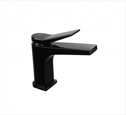 SINGLE LEVER BASIN MIXER W/O POPUP WASTE IN CHROME BLACK