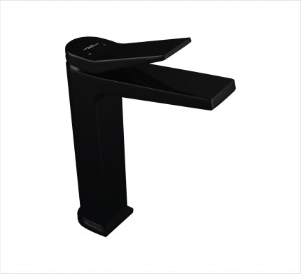SINGLE LEVER BASIN MIXER TAP TALL W/O POPUP WASTE IN CHROME BLACK