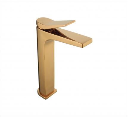 SINGLE LEVER BASIN MIXER TALL TAP W/O POPUP WASTE IN ROSE GOLD