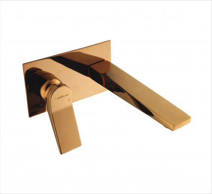EXPOSED PART KIT OF SINGLE LEVER BASIN MIXER WALL MOUNTED CONSISTING OF OPERATING LEVER, WALL FLANGE & SPOUT IN ROSE GOLD