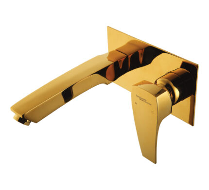 EXPOSED PART KIT OF SINGLE LEVER BASIN MIXER WALL MOUNTED CONSISTING OF OPERATING LEVER, WALL FLANGE & SPOUT (SUITABLE FOR ITEM F850093) IN GOLD