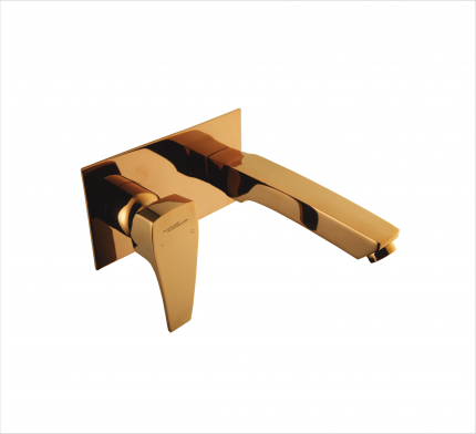 EXPOSED PART KIT OF SINGLE LEVER BASIN MIXER WALL MOUNTED CONSISTING OF OPERATING LEVER, WALL FLANGE & SPOUT IN ROSE GOLD