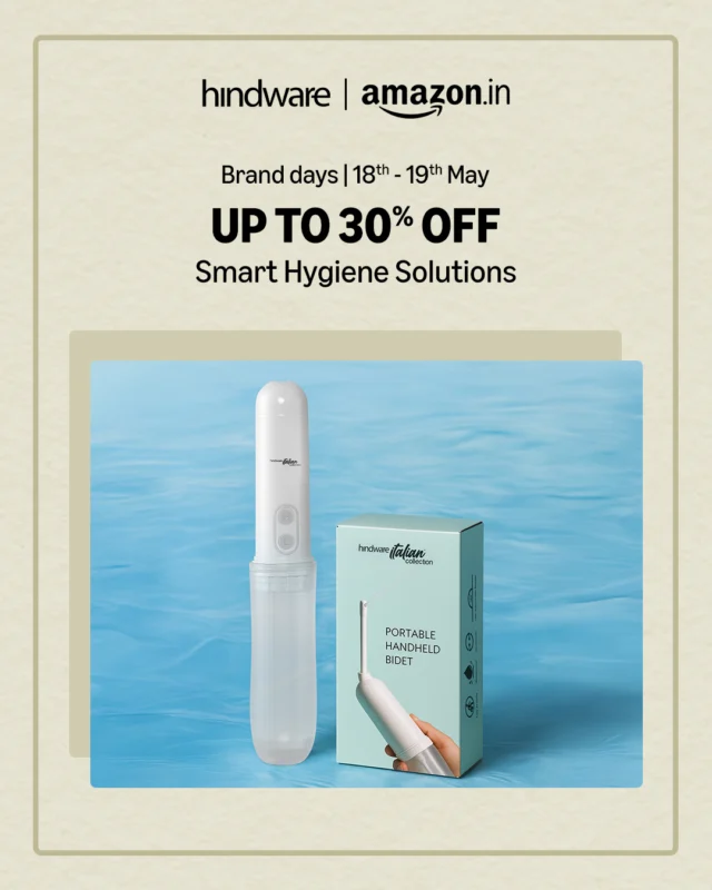 Who knew hygiene could fit in your pocket?

This 18th–19th May, during Hindware Brand Days on Amazon, get up to 30% off on the Portable Handheld Bidet - a compact, battery-powered essential designed for real-life needs. 

Whether it’s diaper changes, menstrual hygiene, postnatal care, or elder comfort, it offers gentle, effective cleansing at the push of a button.

Dual spray modes. 180° adjustable nozzle. Waterproof and travel-friendly. Built for comfort, control, and everyday confidence.

Buy now on Amazon. Offer ends 19th May.

#Hindware #Amazon #BuyNow #SmartHygieneSolutions